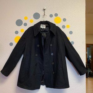 VINTAGE Genuine Black Peacoat Made by FOX KNAPP Size 44